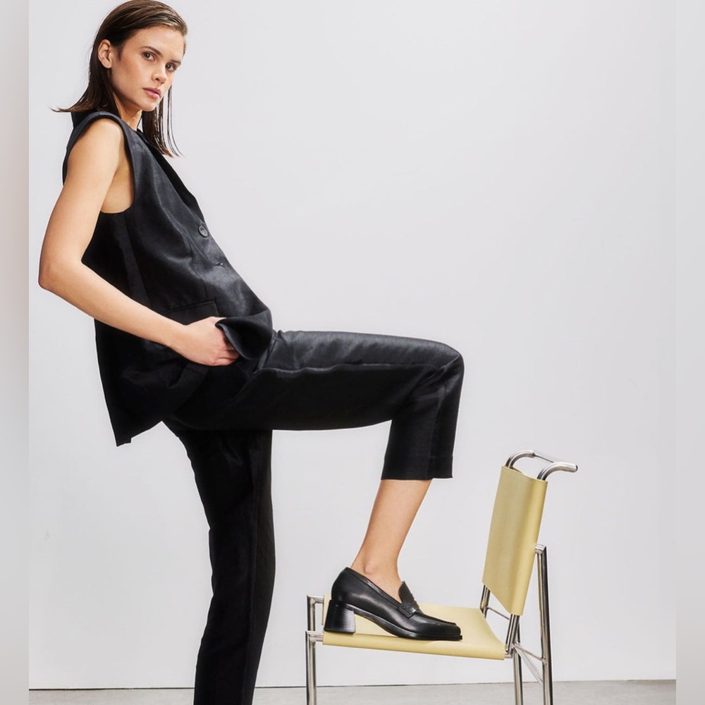 Bared Footwear Alethe Black Leather Heeled Loafers